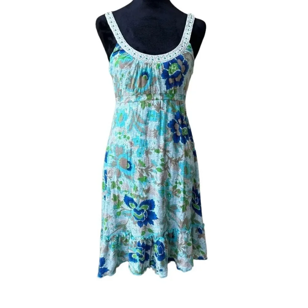 ✨Free People Beaded Neckline Jersey Floral Dress Size Small✨